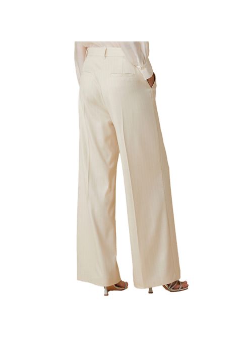 Pantalone Pennyblack donna Stresa 2512131012200 Beige gessato gancio zip passanti PENNYBLACK | Pantaloni | 2512131012200001