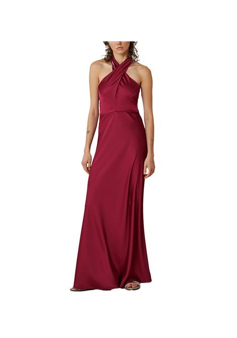 Abito Pennyblack donna Negoce 2512221012200 Bordeaux raso stretch top aderente gonna svasata PENNYBLACK | Abiti | 2512221012200001