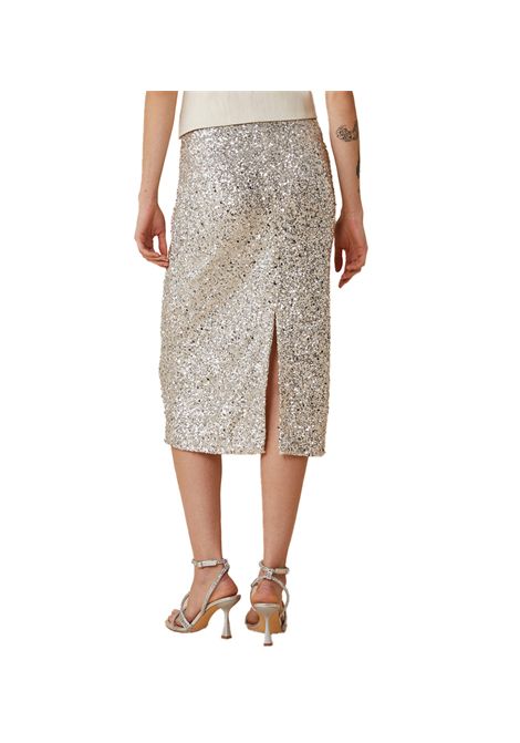 Gonna Pennyblack donna Eremita 2512771012200 Argento paillettes taglio slim elastico interno PENNYBLACK | Gonne | 2512771012200001