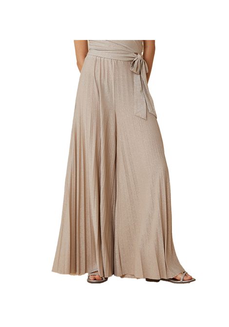Pantalone Pennyblack donna Helmut 2512781012200 Beige viscosa lurex stretch plissè vita regolare PENNYBLACK | Pantaloni | 2512781012200001