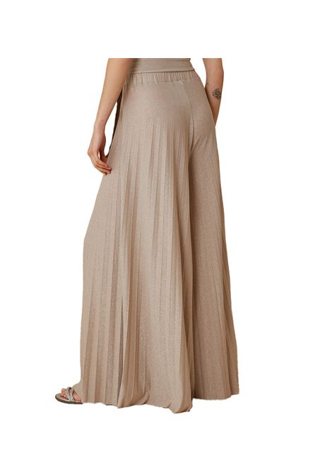 Pantalone Pennyblack donna Helmut 2512781012200 Beige viscosa lurex stretch plissè vita regolare PENNYBLACK | Pantaloni | 2512781012200001