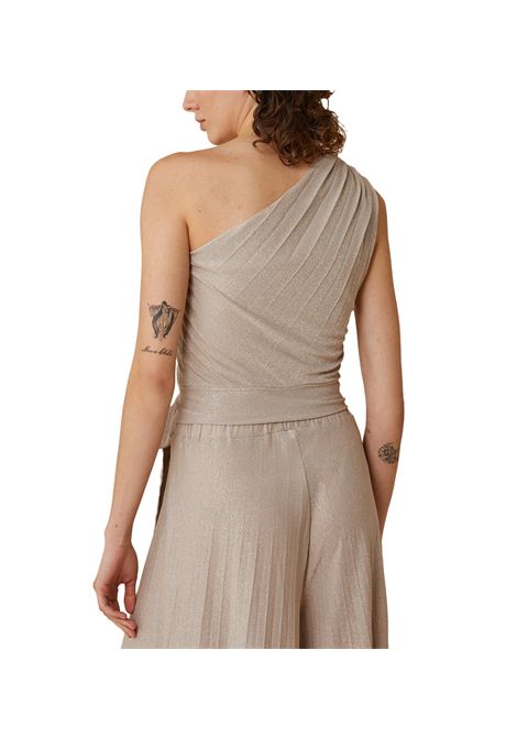 Top Pennyblack donna Distant 2512941012200 Beige viscosa lurex stretch plissè PENNYBLACK | Top | 2512941012200001
