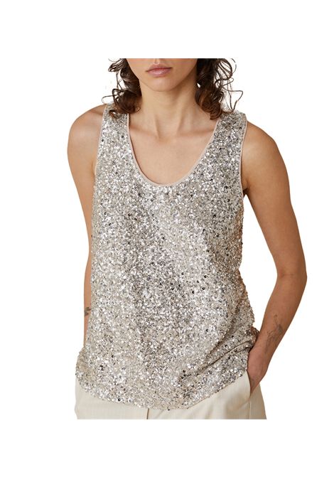 Top Pennyblack donna Cairate 2512941022200 Argento paillettes ricamate scollo a u PENNYBLACK | Top | 2512941022200001