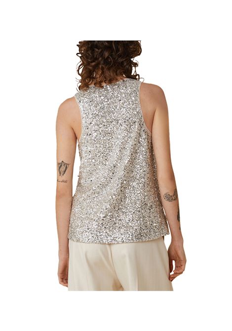 Top Pennyblack donna Cairate 2512941022200 Argento paillettes ricamate scollo a u PENNYBLACK | Top | 2512941022200001