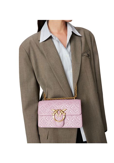 Borsa Pinko Mini Love bag rosa logo imprimè PINKO | Borse | 100074A1YBN46Q