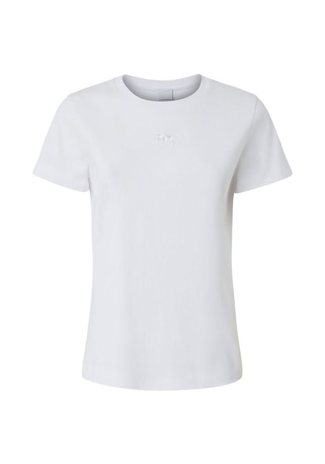 T-shirt Pinko donna 100355A2HN Bianca manica corta logo ricamato scollo rotondo orlo dritto cotone PINKO | T-shirt | 100355A2HNZ04