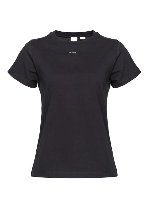 T-shirt Pinko donna 100373A1N8 Nera manica corta cotone logo scollo rotondo orlo dritto PINKO | T-shirt | 100373A1N8Z99