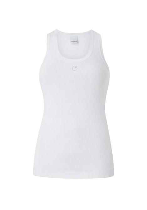 Canotta Pinko Calcolatore donna 100807A2C1 Bianca cotone tinta unita slim adeerente logo PINKO | Canotte | 100807A2C1Z04