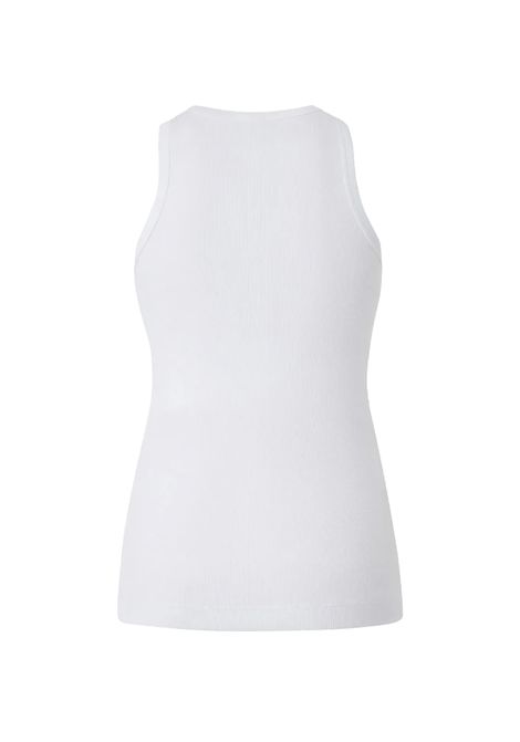 Canotta Pinko Calcolatore donna 100807A2C1 Bianca cotone tinta unita slim adeerente logo PINKO | Canotte | 100807A2C1Z04