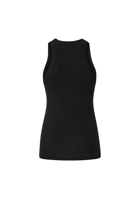 Canotta Pinko Distinto donna 100822A15E nera aderente tinta unita modello a costine vestibilità regolare  PINKO | Canotte | 100822A15EZ99