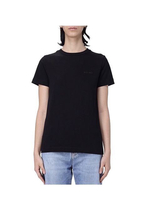 T-shirt Pinko donna 101752A2HN Nera girocollo cotone tinta unita logo comoda PINKO | T-shirt | 101752A2HNZ99