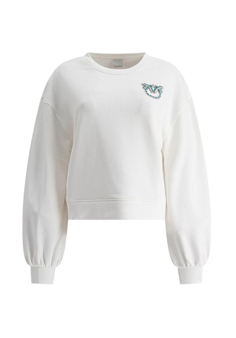 Felpa Pinko donna 102827A2G8 bianca Ceresole logo cristalli perline PINKO | Felpe | 102827A2G8Z05