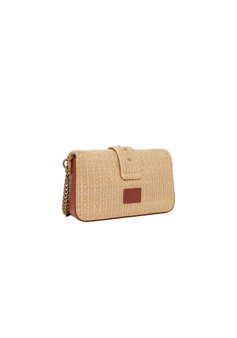 Borsa Pinko donna Love One Mini 104340A2CF Beige poliestere rafia crochet fibbia pelle PINKO | Borse | 104340A2CFC50Q
