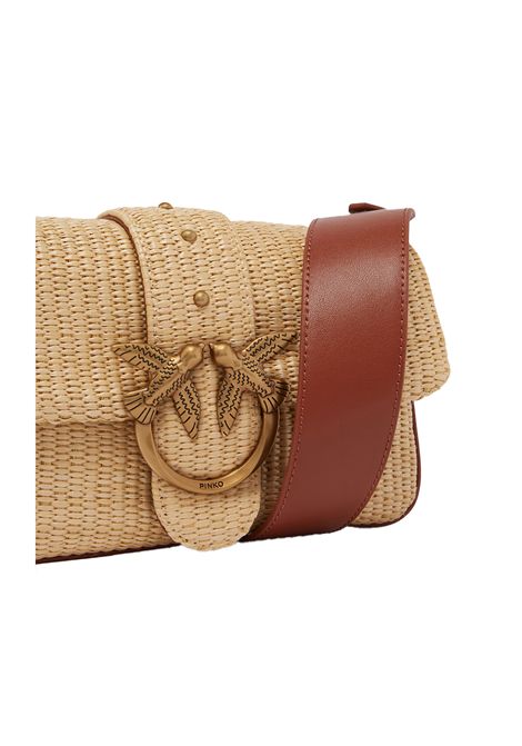 Borsa Pinko donna Love One Mini 104340A2CF Beige poliestere rafia crochet fibbia pelle PINKO | Borse | 104340A2CFC50Q
