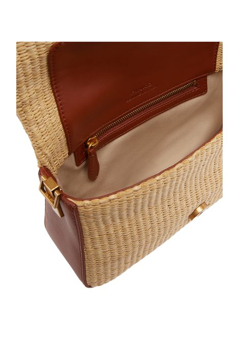 Borsa Pinko donna Love One Mini 104340A2CF Beige poliestere rafia crochet fibbia pelle PINKO | Borse | 104340A2CFC50Q