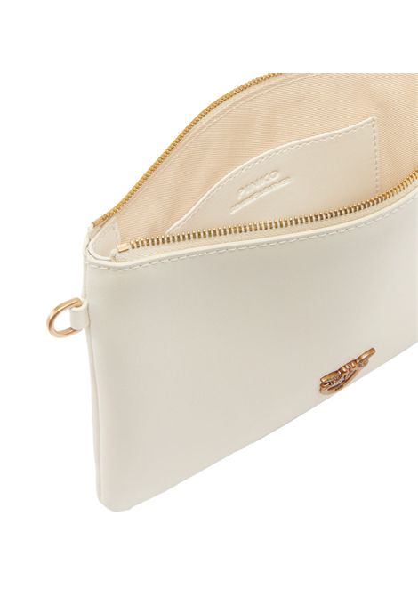 Pochette Pinko Wristlet bianca oro squadrata pelle da polso logo Love birds PINKO | Pochette | 104353A0F1Z14Q