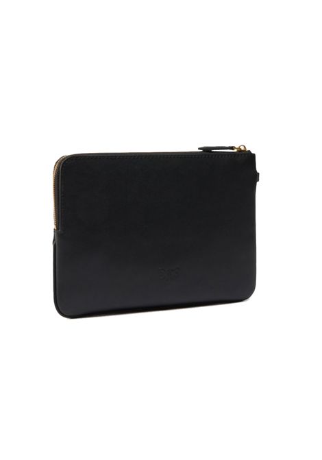 Pochette Pinko Wristlet nera oro squadrata pelle da polso logo Love birds PINKO | Pochette | 104353A0F1Z99Q