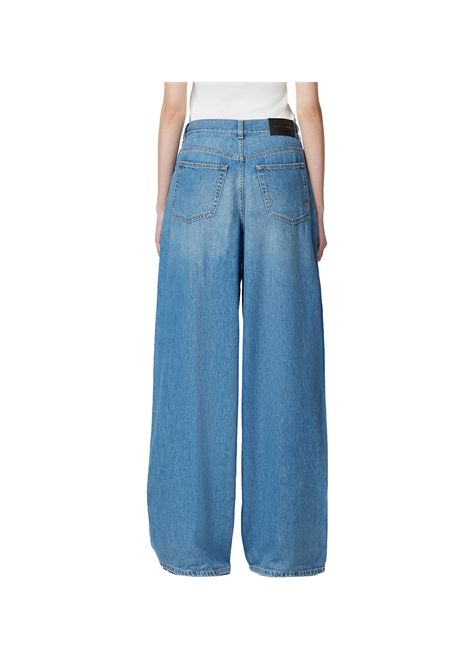 Jeans Pinko donna Lauryn Loose 104601A2DR Blu denim gamba dritta e ampia zip chiodo PINKO | Jeans | 104601A2DRPJO