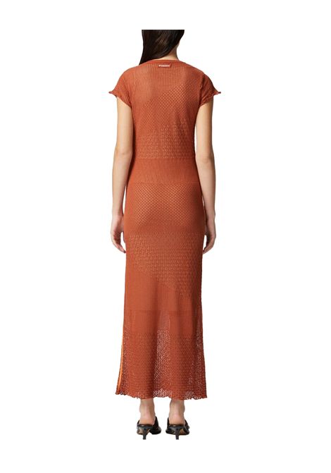 Abito Pinko Monviso donna 104643A2EB arancione lungo tinta unita leggera arricciatura PINKO | Abiti | 104643A2EBL46