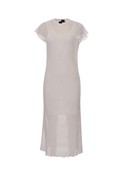 Abito Pinko Monviso donna 104643A2EB nero viscosa lungo tinta unita traforato scollo tondo maniche orlo arricciatura PINKO | Abiti | 104643A2EBZ04