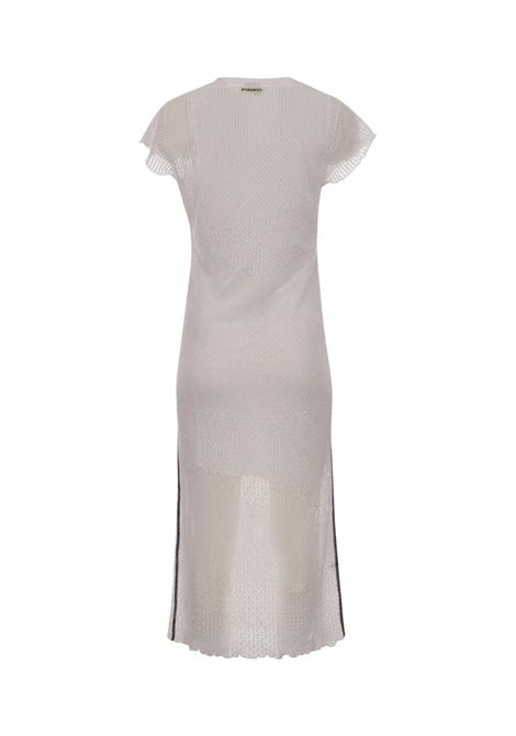 Abito Pinko Monviso donna 104643A2EB nero viscosa lungo tinta unita traforato scollo tondo maniche orlo arricciatura PINKO | Abiti | 104643A2EBZ04