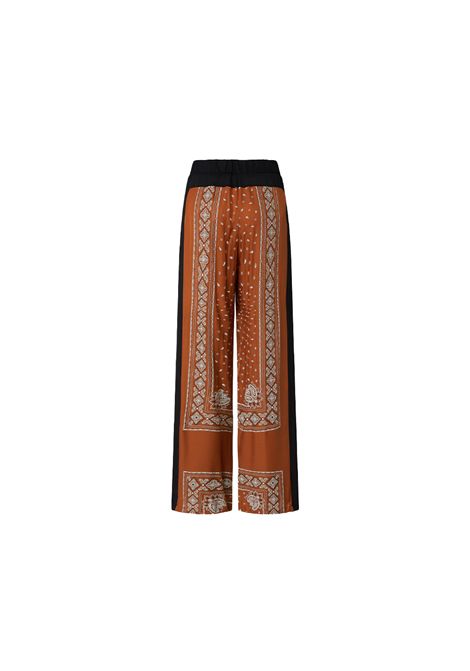 Pantalone Pinko donna Spirito 104663A2CK Marrone wide leg viscosa all over geogette linea dritta gamba larga PINKO | Pantaloni | 104663A2CKLZ3