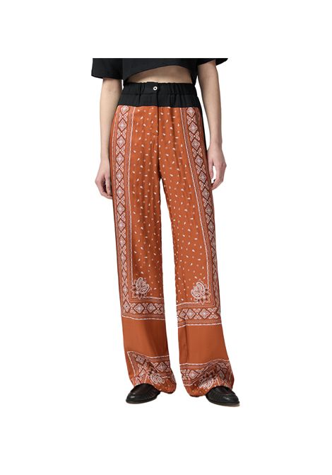 Pantalone Pinko donna Spirito 104663A2CK Marrone wide leg viscosa all over geogette linea dritta gamba larga PINKO | Pantaloni | 104663A2CKLZ3