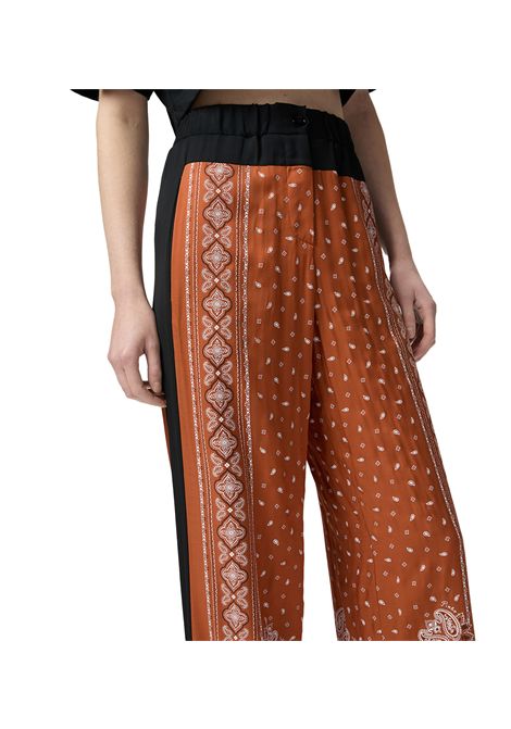 Pantalone Pinko donna Spirito 104663A2CK Marrone wide leg viscosa all over geogette linea dritta gamba larga PINKO | Pantaloni | 104663A2CKLZ3