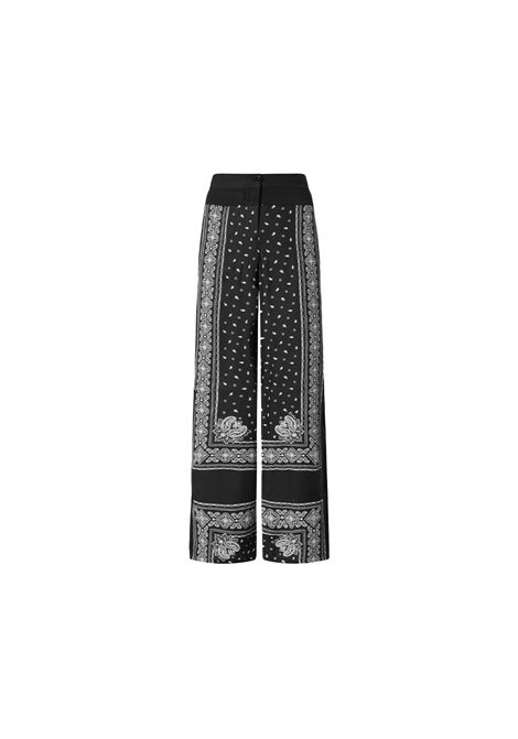 Pantalone Pinko donna Spirito 104663A2CK Nero viscosa twill widw- leg all over linea dritta gamba larga PINKO | Pantaloni | 104663A2CKZ1T