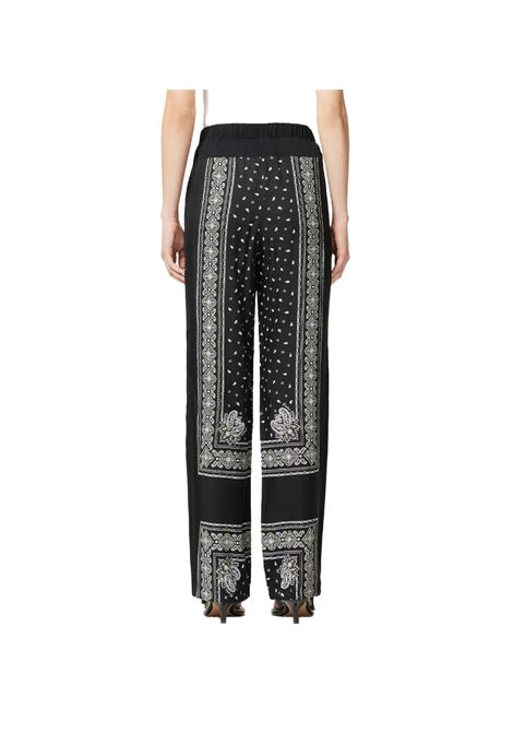Pantalone Pinko donna Spirito 104663A2CK Nero viscosa twill widw- leg all over linea dritta gamba larga PINKO | Pantaloni | 104663A2CKZ1T