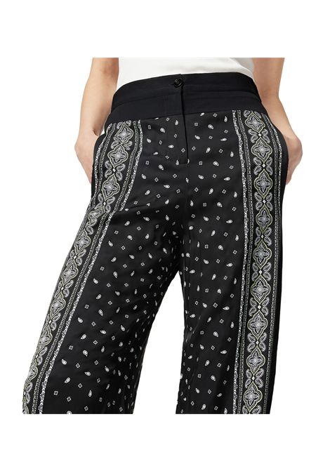 Pantalone Pinko donna Spirito 104663A2CK Nero viscosa twill widw- leg all over linea dritta gamba larga PINKO | Pantaloni | 104663A2CKZ1T
