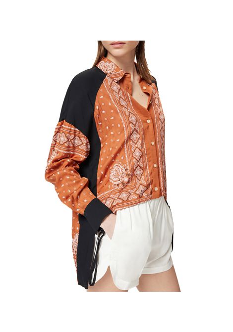Camicia Pinko donna Clocks 104664A2CK Arancione twill viscosa bandana georgette PINKO | Camicie | 104664A2CKLZ3