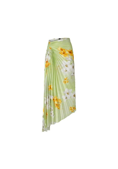 Gonna Pinko donna Ghiandaia 104678A2F2 Verde midi pieghe strette stampa a fiori all over asimmetrico PINKO | Gonne | 104678A2F2VGB
