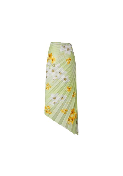 Gonna Pinko donna Ghiandaia 104678A2F2 Verde midi pieghe strette stampa a fiori all over asimmetrico PINKO | Gonne | 104678A2F2VGB