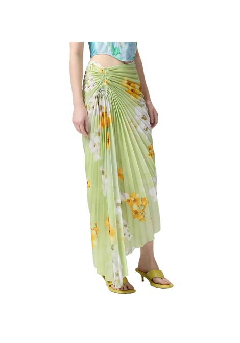 Gonna Pinko donna Ghiandaia 104678A2F2 Verde midi pieghe strette stampa a fiori all over asimmetrico PINKO | Gonne | 104678A2F2VGB