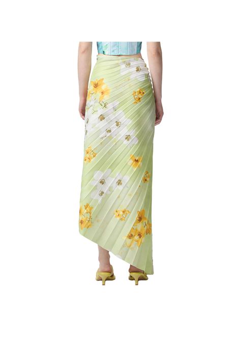 Gonna Pinko donna Ghiandaia 104678A2F2 Verde midi pieghe strette stampa a fiori all over asimmetrico PINKO | Gonne | 104678A2F2VGB