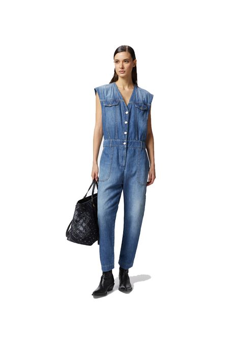 Tuta Pinko donna 104824A2GQ Tanzania blu jeans senza maniche PINKO | Tute | 104824A2GQPJD