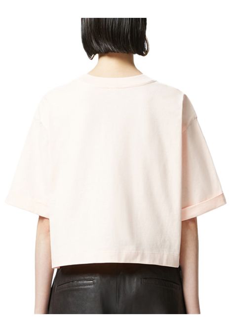 T-shirt Pinko donna Duala 104882A2HN Rosa maniche corte logo cropped risvolto a fondo PINKO | T-shirt | 104882A2HNN38