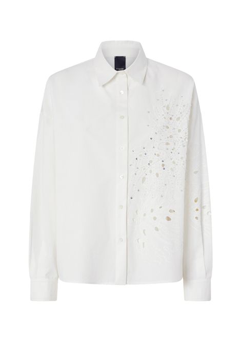 Camicia Pinko Centoundici donna 104915A2H0 bianca ricamo sangallo colletto a punta bottoni PINKO | Camicie | 104915A2H0Z05