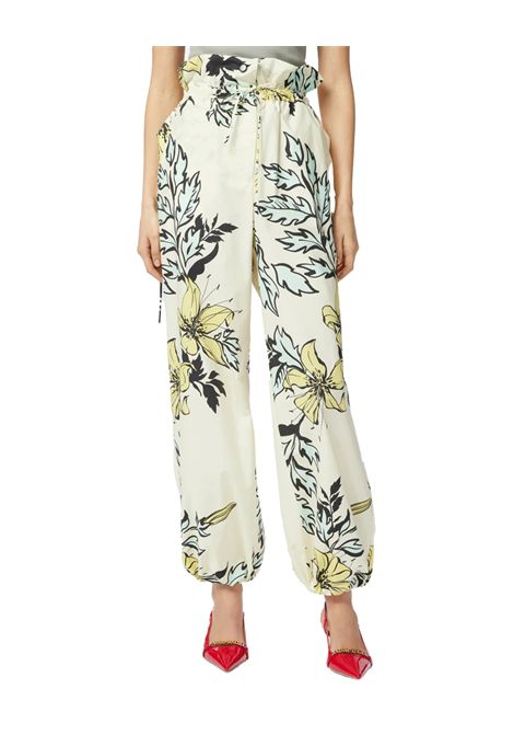 Pantalone Pinko Rio donna 104933A2GX fantasia dritta ampia arriccio laccetto zip bottone PINKO | Pantaloni | 104933A2GXHE9