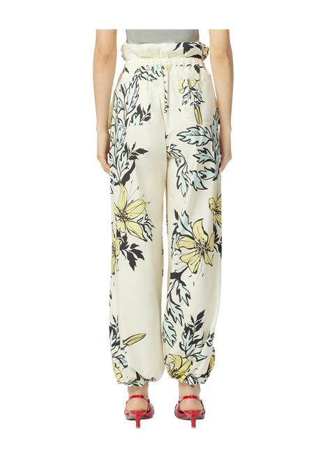 Pantalone Pinko Rio donna 104933A2GX fantasia dritta ampia arriccio laccetto zip bottone PINKO | Pantaloni | 104933A2GXHE9