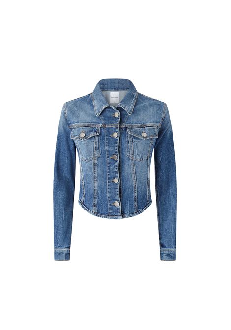 Giubbino Pinko donna Benachino 104972A2I5 Blu cotone aderente impunture jeans denim PINKO | Giubbino | 104972A2I5PJZ