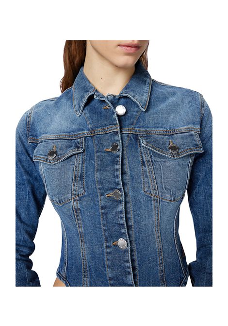 Giubbino Pinko donna Benachino 104972A2I5 Blu cotone aderente impunture jeans denim PINKO | Giubbino | 104972A2I5PJZ