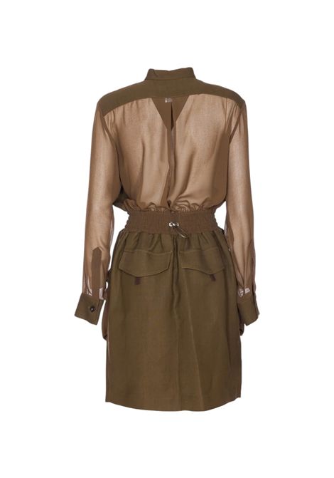 Abito Pinko donna Benvenuto 105019A2I9 Verde viscosa lino maniche lunghe semitrasparente coulisse PINKO | Abiti | 105019A2I9S1C