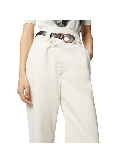 Pantalone Pinko donna Paint 105071A2JP Beige linea dritta drill cotone bottone cintura PINKO | Pantaloni | 105071A2JPC21