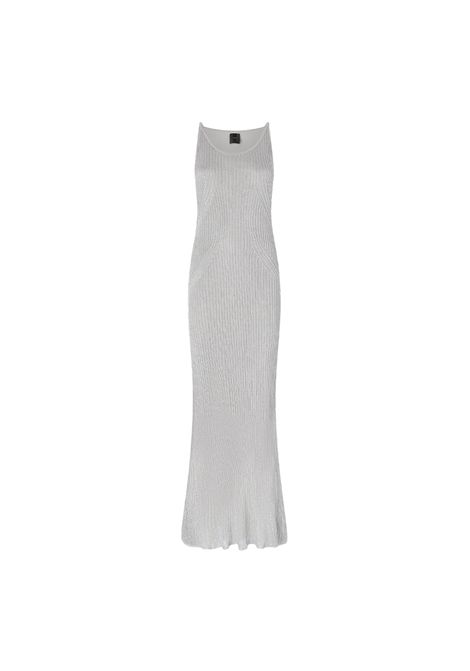 Abito Pinko donna Nelson 105146A2LO Argento viscosa smanicato coste scollo tondo aderente trasparenza PINKO | Abiti | 105146A2LOI12