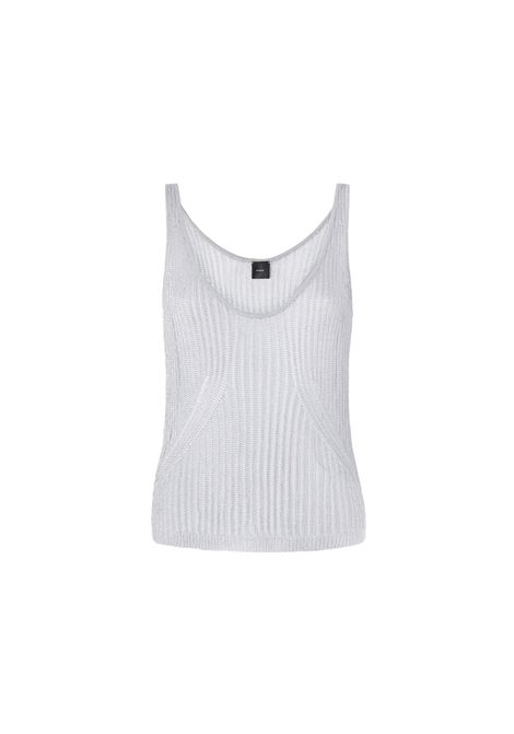 Top Pinko donna Noha 105148A2LO Argento canottiera metallizzata semitrasparente spalline sottile PINKO | Maglie | 105148A2LOI12