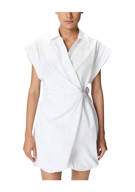 Abito Pinko Gene donna 105207A2L8 bianco gonna a palloncino colletto a punta mezze maniche PINKO | Abiti | 105207A2L8Z04