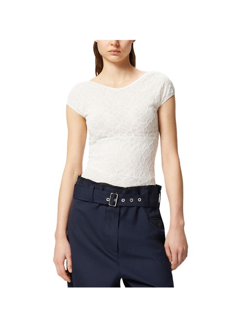 Top Pinko donna Cody 105228A2M5 Bianco manica corta pizzo stretch scollo barchetta ampio PINKO | Top | 105228A2M5Z14