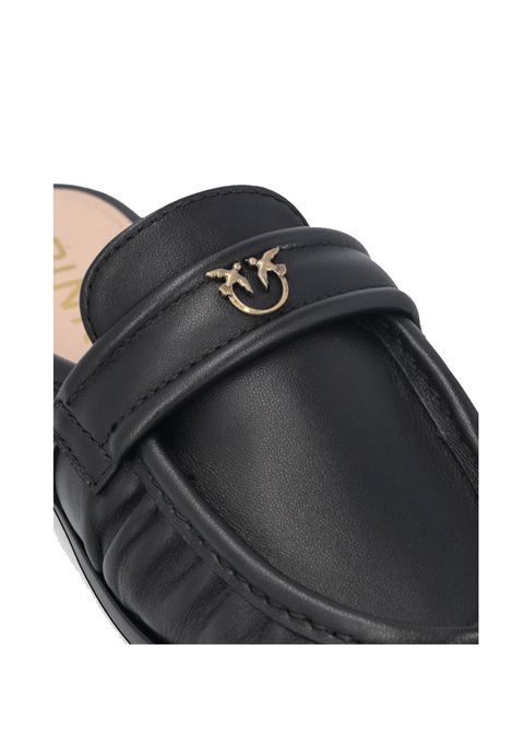 Mocassini Pinko donna Naty neri SD0351P003 nappa Love Birds sabot flat  PINKO | Profumi | SD0351P003Z99
